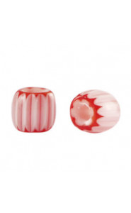 Millefiori bead 6x7mm - White-red